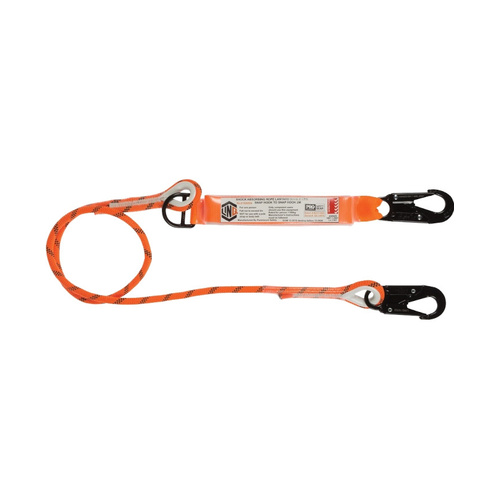 WORKWEAR, SAFETY & CORPORATE CLOTHING SPECIALISTS - Single Leg Kernmantle 2M Shock Absorb Rope Lanyard with Hardware SN X2