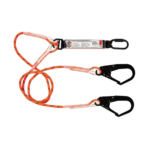 WORKWEAR, SAFETY & CORPORATE CLOTHING SPECIALISTS Double Leg Kernmantle 2M Shock Absorb Rope Lanyard with Hardware KD & SD X2