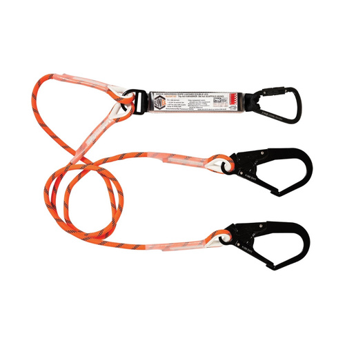 WORKWEAR, SAFETY & CORPORATE CLOTHING SPECIALISTS Double Leg Kernmantle 2M Shock Absorb Rope Lanyard with Hardware KT & SD