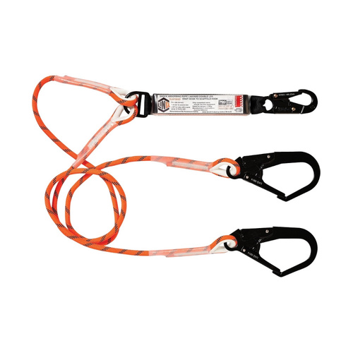 WORKWEAR, SAFETY & CORPORATE CLOTHING SPECIALISTS Double Leg Kernmantle 2M Shock Absorb Rope Lanyard with Hardware SN & SD X2
