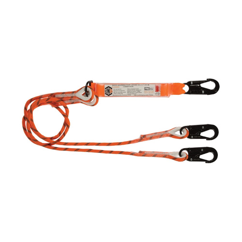 WORKWEAR, SAFETY & CORPORATE CLOTHING SPECIALISTS Double Leg Kernmantle 2M Shock Absorb Rope Lanyard with Hardware SN X3