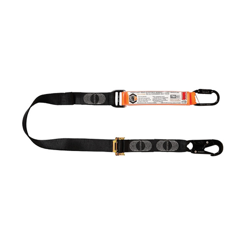 WORKWEAR, SAFETY & CORPORATE CLOTHING SPECIALISTS Elite Single Leg Shock Absorbing 2M Adjustable Lanyard with Hardware KD & SN
