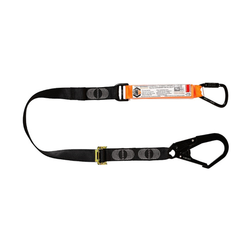 WORKWEAR, SAFETY & CORPORATE CLOTHING SPECIALISTS Elite Single Leg Shock Absorbing 2M Adjustable Lanyard with Hardware KT & SD