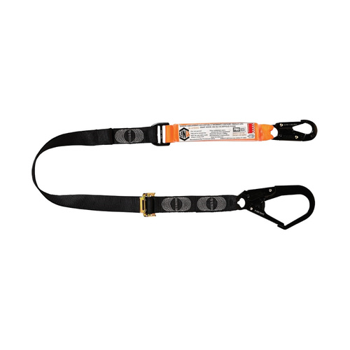 WORKWEAR, SAFETY & CORPORATE CLOTHING SPECIALISTS Elite Single Leg Shock Absorbing 2M Adjustable Lanyard with Hardware SN & SD