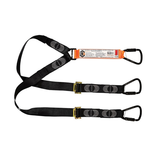 WORKWEAR, SAFETY & CORPORATE CLOTHING SPECIALISTS Elite Double Leg Shock Absorbing 2M Adjustable Lanyard  with Hardware KT X3