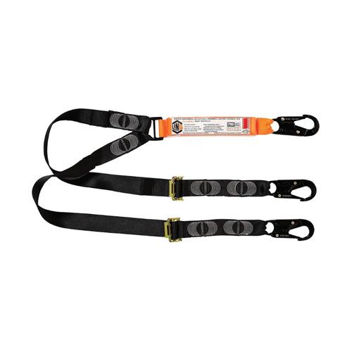 WORKWEAR, SAFETY & CORPORATE CLOTHING SPECIALISTS Elite Double Leg Shock Absorbing 2M Adjustable Lanyard  with Hardware SN X3
