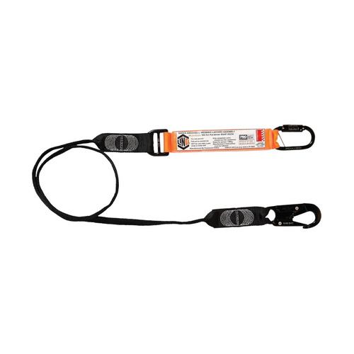 WORKWEAR, SAFETY & CORPORATE CLOTHING SPECIALISTS Elite Single Leg Shock Absorbing Webbing Lanyard with Hardware KD & SN