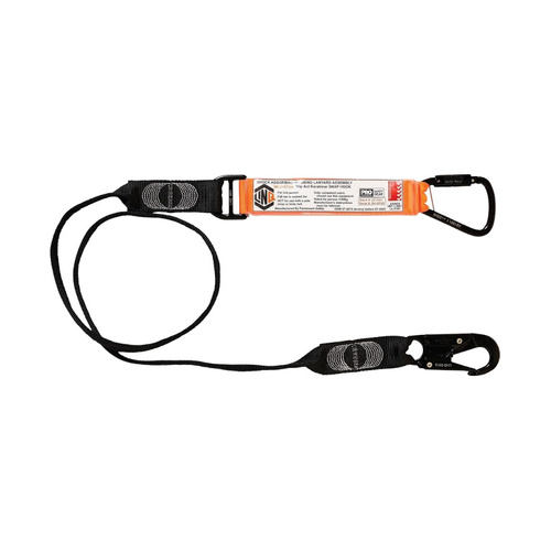 WORKWEAR, SAFETY & CORPORATE CLOTHING SPECIALISTS Elite Single Leg Shock Absorbing Webbing Lanyard with Hardware KT & SN