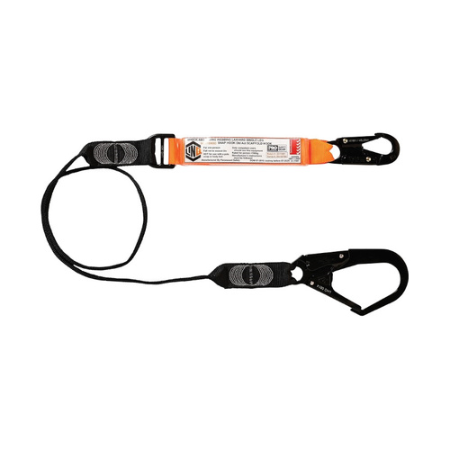 WORKWEAR, SAFETY & CORPORATE CLOTHING SPECIALISTS Elite Single Leg Shock Absorbing Webbing Lanyard with Hardware SN & SD