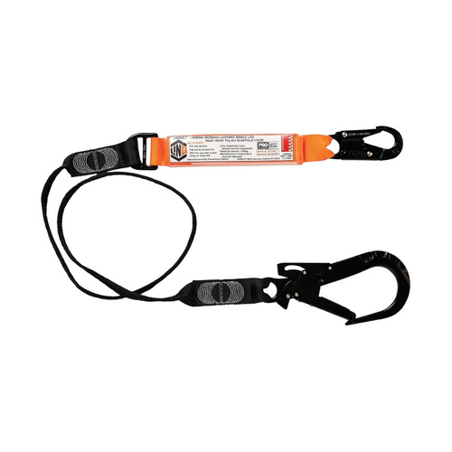 WORKWEAR, SAFETY & CORPORATE CLOTHING SPECIALISTS Elite Single Leg Shock Absorbing Webbing Lanyard with Hardware SN & ST