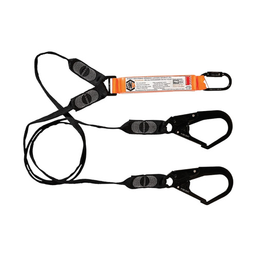 WORKWEAR, SAFETY & CORPORATE CLOTHING SPECIALISTS Elite Double Leg Shock Absorbing Webbing Lanyard with Hardware KD & SD X2