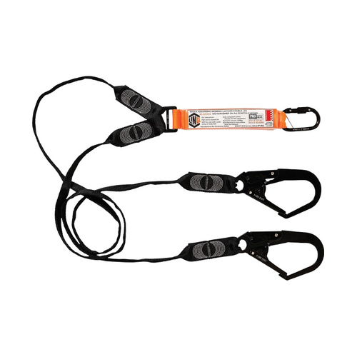 WORKWEAR, SAFETY & CORPORATE CLOTHING SPECIALISTS Elite Double Leg Shock Absorbing Webbing Lanyard with Hardware KS & SD X2