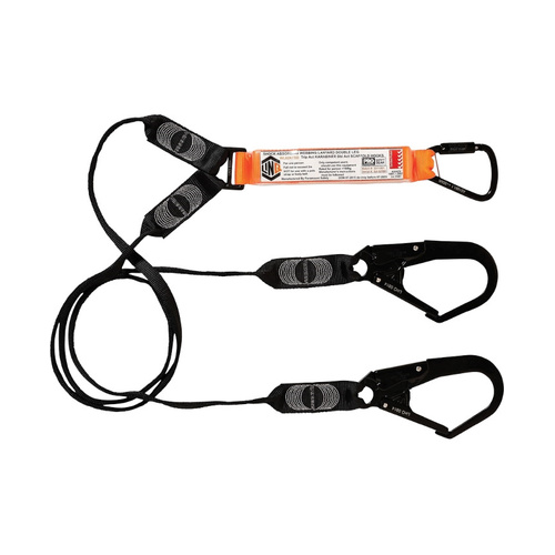 WORKWEAR, SAFETY & CORPORATE CLOTHING SPECIALISTS Elite Double Leg Shock Absorbing Webbing Lanyard with Hardware KT & SD X3
