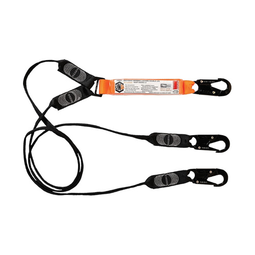 WORKWEAR, SAFETY & CORPORATE CLOTHING SPECIALISTS Elite Double Leg Shock Absorbing Webbing Lanyard with Hardware SN X3