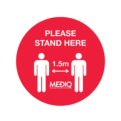 WORKWEAR, SAFETY & CORPORATE CLOTHING SPECIALISTS DISCONTINUED - Floor Decal Please Stand Here 1.5m Red - Pack of 10