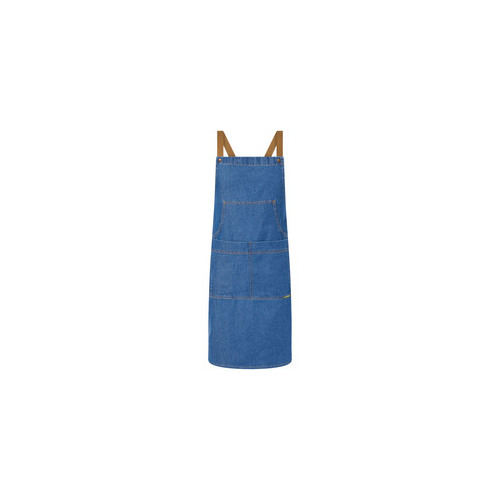 WORKWEAR, SAFETY & CORPORATE CLOTHING SPECIALISTS - DENIM BIB APRON WITH POUCH PKT