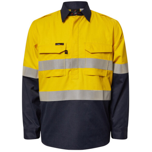 WORKWEAR, SAFETY & CORPORATE CLOTHING SPECIALISTS - TORRENT HRC2 MEN'S HI VIS TWO TONE CLOSE FRONT SHIRT WITH GUSSET SLEEVES AND FR REFLECTIVE TAPE