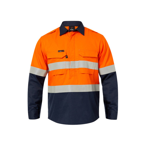 WORKWEAR, SAFETY & CORPORATE CLOTHING SPECIALISTS TORRENT HRC2 MEN'S HI VIS TWO TONE CLOSE FRONT SHIRT WITH GUSSET SLEEVES AND FR REFLECTIVE TAPE