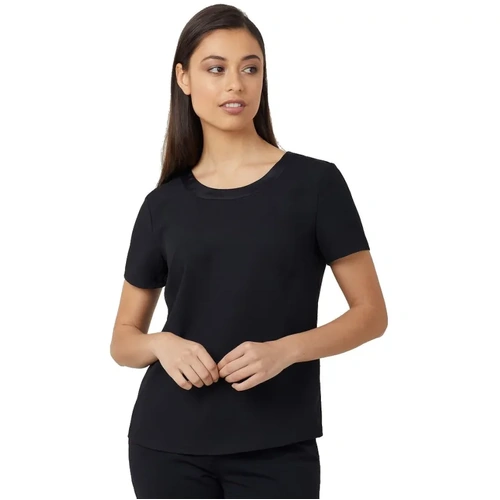 WORKWEAR, SAFETY & CORPORATE CLOTHING SPECIALISTS - NNT - SATIN BACK CREPE SHORT SLEEVE TOP