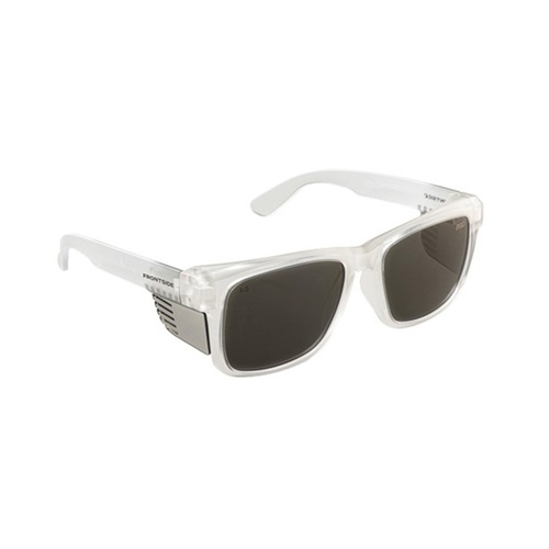 WORKWEAR, SAFETY & CORPORATE CLOTHING SPECIALISTS - SAFETY GLASSES FRONTSIDE SMOKE LENS WITH CLEAR FRAME