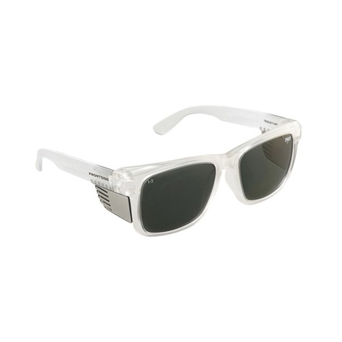 WORKWEAR, SAFETY & CORPORATE CLOTHING SPECIALISTS - SAFETY GLASSES FRONTSIDE POLARISED SMOKE LENS WITH CLEAR FRAME