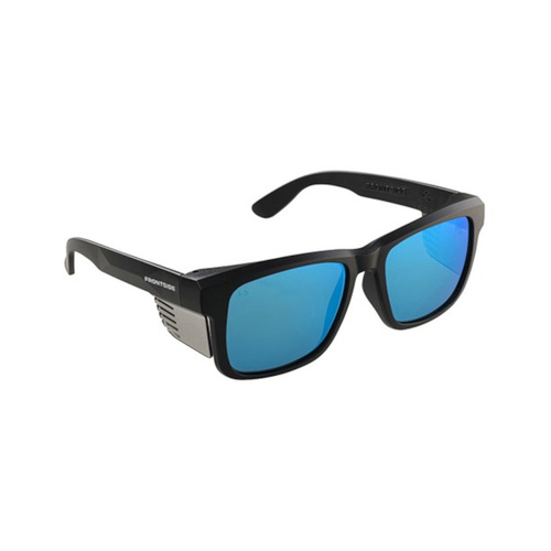 WORKWEAR, SAFETY & CORPORATE CLOTHING SPECIALISTS - SAFETY GLASSES FRONTSIDE POLARISED BLUE REVO LENS WITH BLACK FRAME