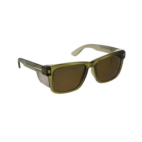 WORKWEAR, SAFETY & CORPORATE CLOTHING SPECIALISTS - SAFETY GLASSES FRONTSIDE POLARISED SMOKE LENS WITH KHAKI FRAME