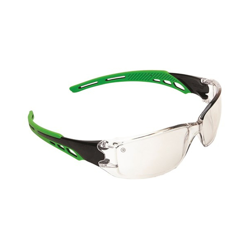 WORKWEAR, SAFETY & CORPORATE CLOTHING SPECIALISTS - Cirrus Green Arms Safety Glasses Clear A/F Lens