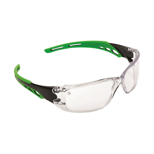 WORKWEAR, SAFETY & CORPORATE CLOTHING SPECIALISTS Cirrus Green Arms Safety Glasses Clear A/F Lens