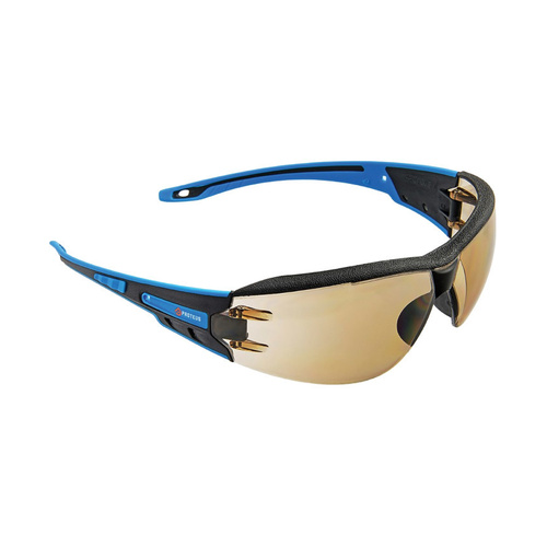 WORKWEAR, SAFETY & CORPORATE CLOTHING SPECIALISTS PROTEUS 1 SAFETY GLASSES LIGHT BROWN LENS INTEGRATED BROW DUST GUARD