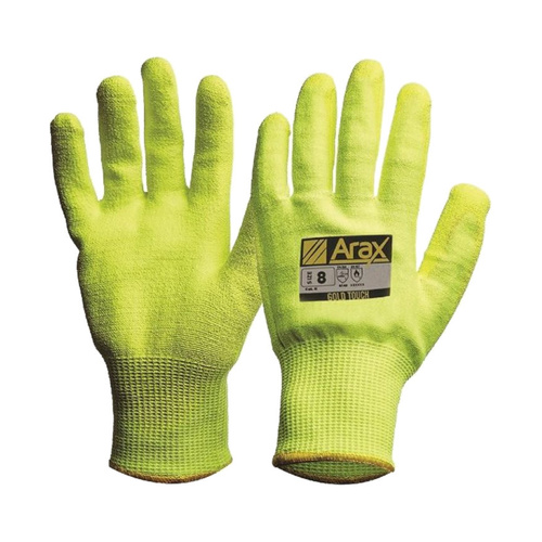 WORKWEAR, SAFETY & CORPORATE CLOTHING SPECIALISTS Arax Gold Hi-Vis Yellow With Hi-Vis Yellow PU Palm