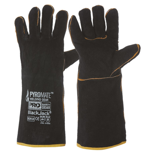 WORKWEAR, SAFETY & CORPORATE CLOTHING SPECIALISTS Pyromate Black Jack - Black & Gold Glove Large