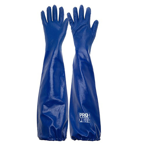 WORKWEAR, SAFETY & CORPORATE CLOTHING SPECIALISTS - Blue Nitrile Extended Length Chemical Glove 10