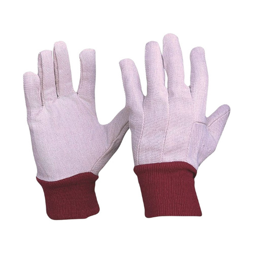 WORKWEAR, SAFETY & CORPORATE CLOTHING SPECIALISTS Cotton Drill Red Knit Wrist Gloves Ladies Size