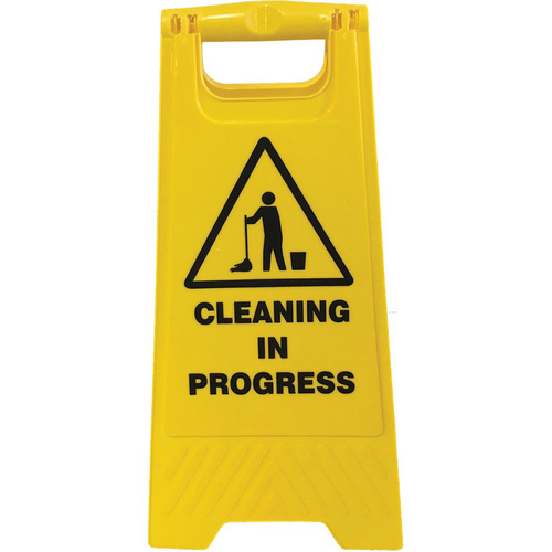 WORKWEAR, SAFETY & CORPORATE CLOTHING SPECIALISTS DISCONTINUED - Floor Stand Yellow 'Cleaning In Progress'