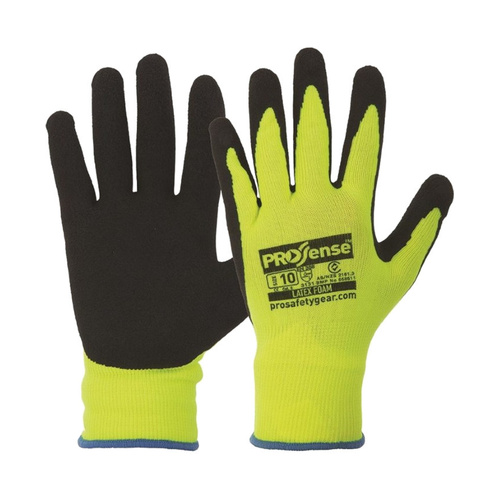 WORKWEAR, SAFETY & CORPORATE CLOTHING SPECIALISTS Prosense LFN Hi-Vis Yellow Latex Foam Gloves