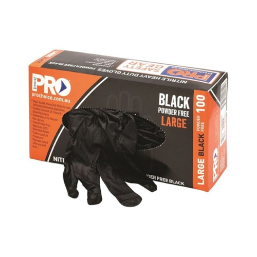 WORKWEAR, SAFETY & CORPORATE CLOTHING SPECIALISTS Disposable Nitrile Powder Free, Heavy Duty, Black Gloves