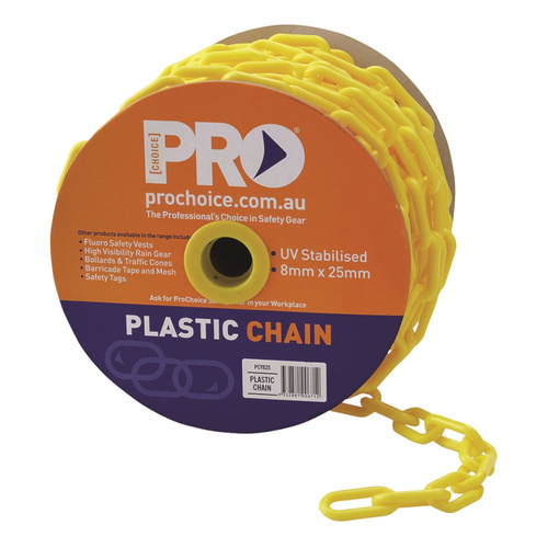 WORKWEAR, SAFETY & CORPORATE CLOTHING SPECIALISTS - Plastic Safety Chain Yellow 8mm x 25m