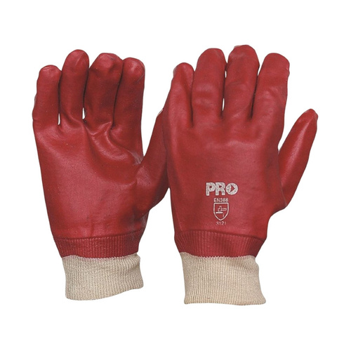WORKWEAR, SAFETY & CORPORATE CLOTHING SPECIALISTS 27cm Red PVC / Knit Wrist Gloves Large