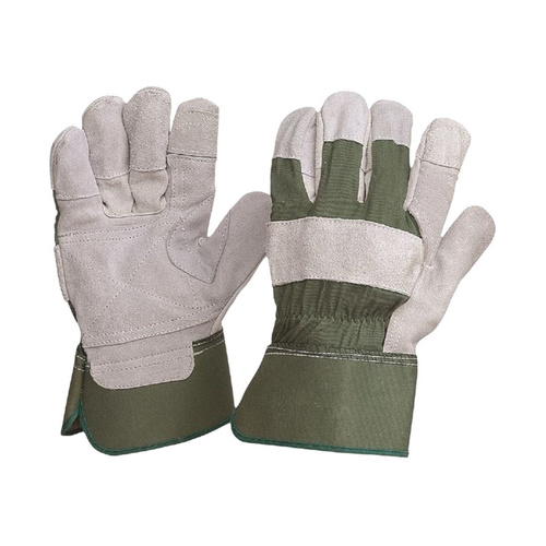 WORKWEAR, SAFETY & CORPORATE CLOTHING SPECIALISTS Green Cotton / Leather Gloves