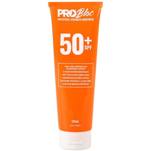 WORKWEAR, SAFETY & CORPORATE CLOTHING SPECIALISTS - PROBLOC SPF 50 + Sunscreen 125mL Squeeze Bottle