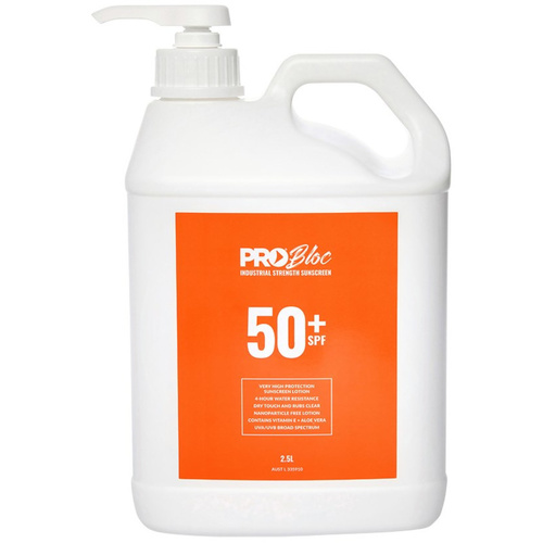 WORKWEAR, SAFETY & CORPORATE CLOTHING SPECIALISTS PROBLOC SPF 50 + Sunscreen 2.5L Pump Bottle