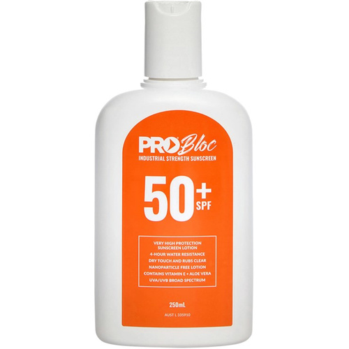WORKWEAR, SAFETY & CORPORATE CLOTHING SPECIALISTS PROBLOC SPF 50 + Sunscreen 250mL Squeeze Bottle