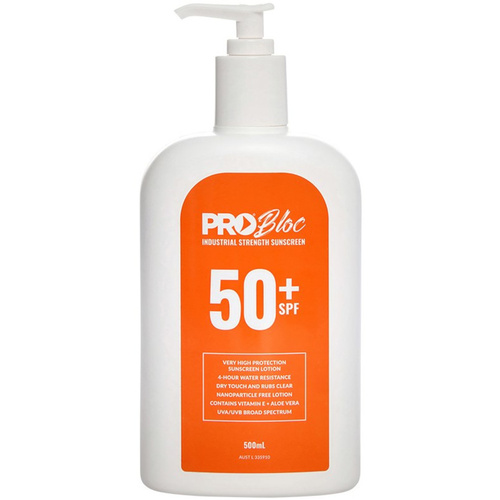 WORKWEAR, SAFETY & CORPORATE CLOTHING SPECIALISTS PROBLOC SPF 50 + Sunscreen 500mL Pump Bottle