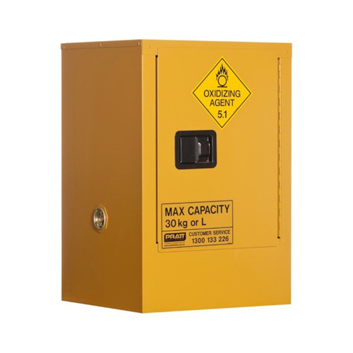WORKWEAR, SAFETY & CORPORATE CLOTHING SPECIALISTS OXIDIZING AGENT STORAGE CABINET: 30L - 1 DOOR - 1 SHELF