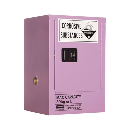 WORKWEAR, SAFETY & CORPORATE CLOTHING SPECIALISTS - CORROSIVE SUBSTANCE STORAGE CABINET: METAL - 30L - 1 DOOR - 1 SHELF