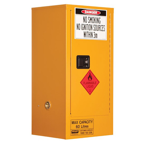 WORKWEAR, SAFETY & CORPORATE CLOTHING SPECIALISTS FLAMMABLE LIQUID STORAGE CABINET: 60L - 1 DOOR - 2 SHELVES