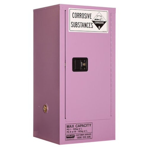 WORKWEAR, SAFETY & CORPORATE CLOTHING SPECIALISTS - CORROSIVE SUBSTANCE STORAGE CABINET: METAL - 60L - 1 DOOR - 2 SHELVES