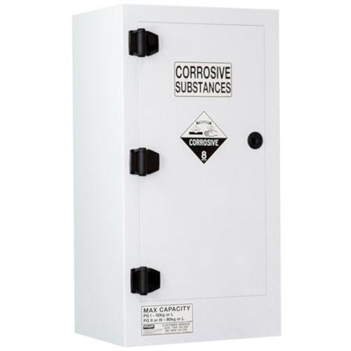 WORKWEAR, SAFETY & CORPORATE CLOTHING SPECIALISTS - CORROSIVE SUBSTANCE STORAGE CABINET: POLYPROPYLENE - 80L - 1 DOOR - 2 SHELVES