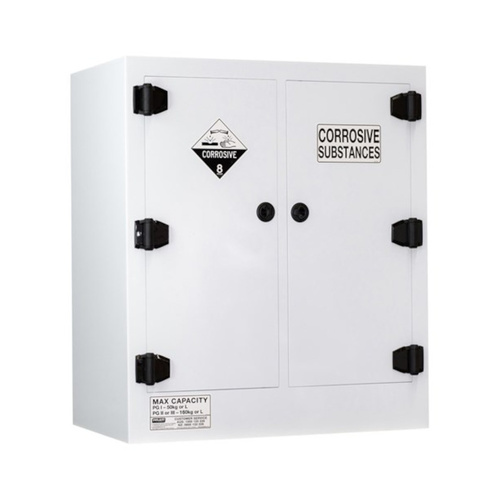 WORKWEAR, SAFETY & CORPORATE CLOTHING SPECIALISTS - CORROSIVE SUBSTANCE STORAGE CABINET: POLYPROPYLENE - 160L - 2 DOORS - 4 SHELVES